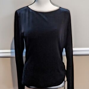Women's Max Studio long sleeve black velour top. Medium.